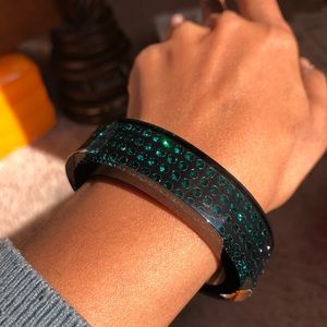 Swarovski emerald tone lucite bracelet